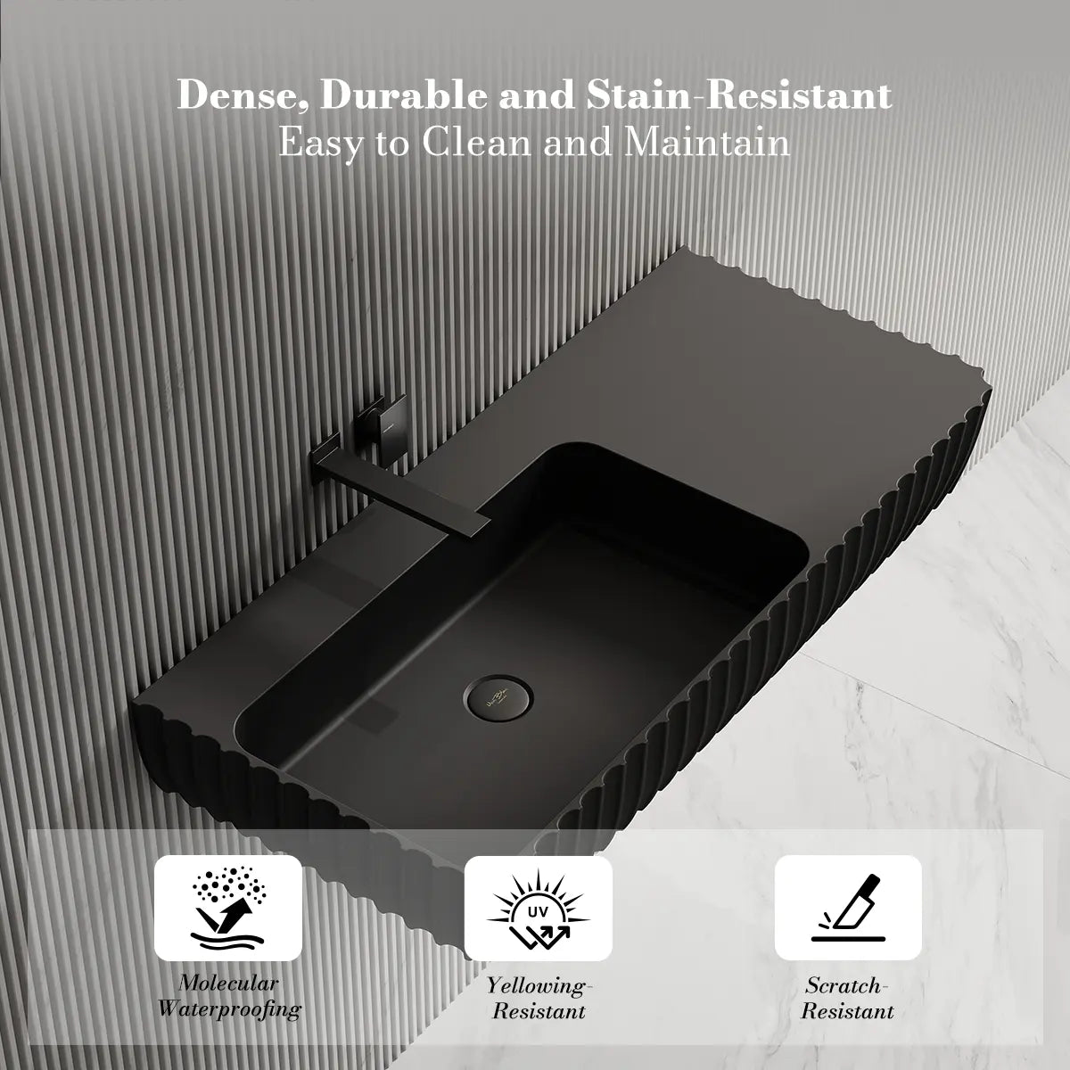 31.5-39.4 Inch MonBlari Solid Surface Wall Mount Sink Bathroom Sink