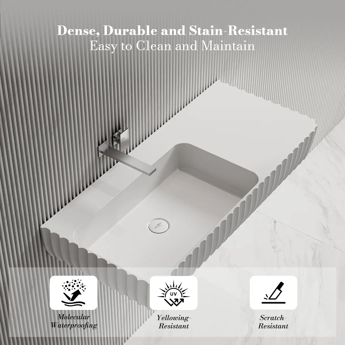 31.5-39.4 Inch MonBlari Solid Surface Wall Mount Sink Bathroom Sink