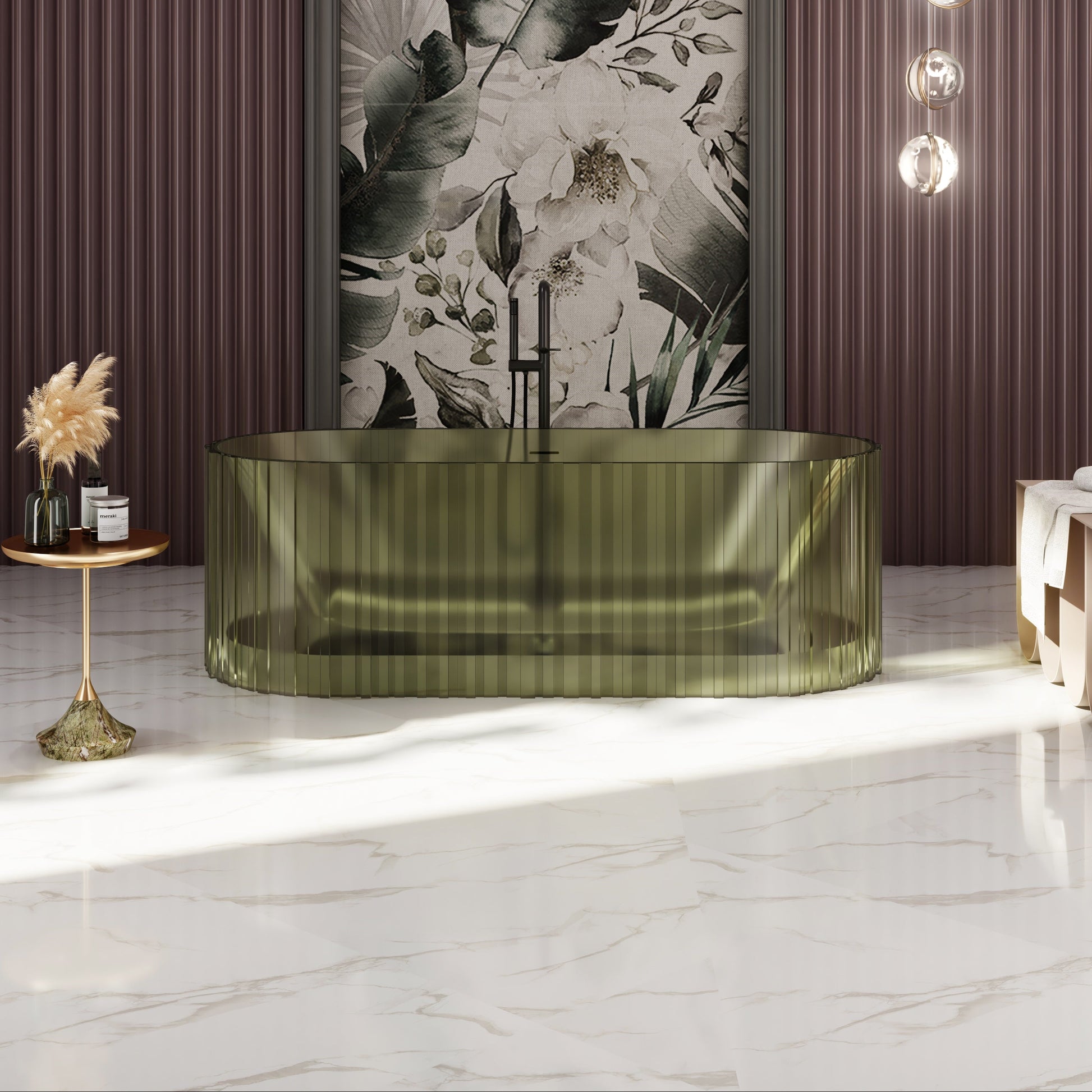 67 Inch MonBlari Resin Freestanding Bathtub MR-T88851-GR-FrontView