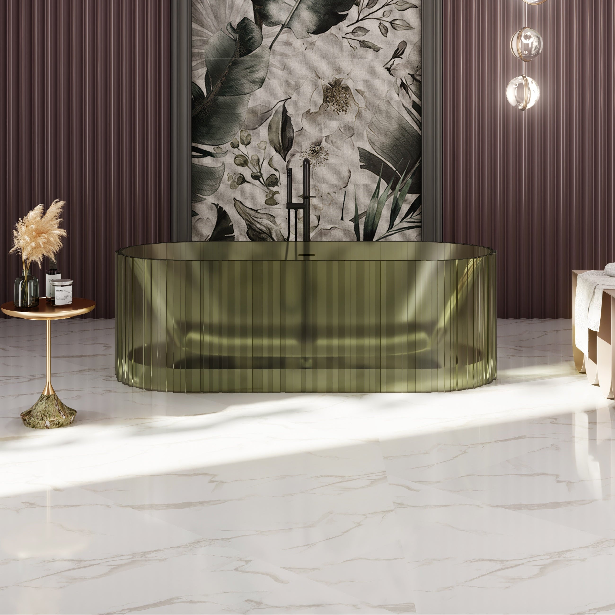 67 Inch MonBlari Resin Freestanding Bathtub MR-T88851-GR-FrontView