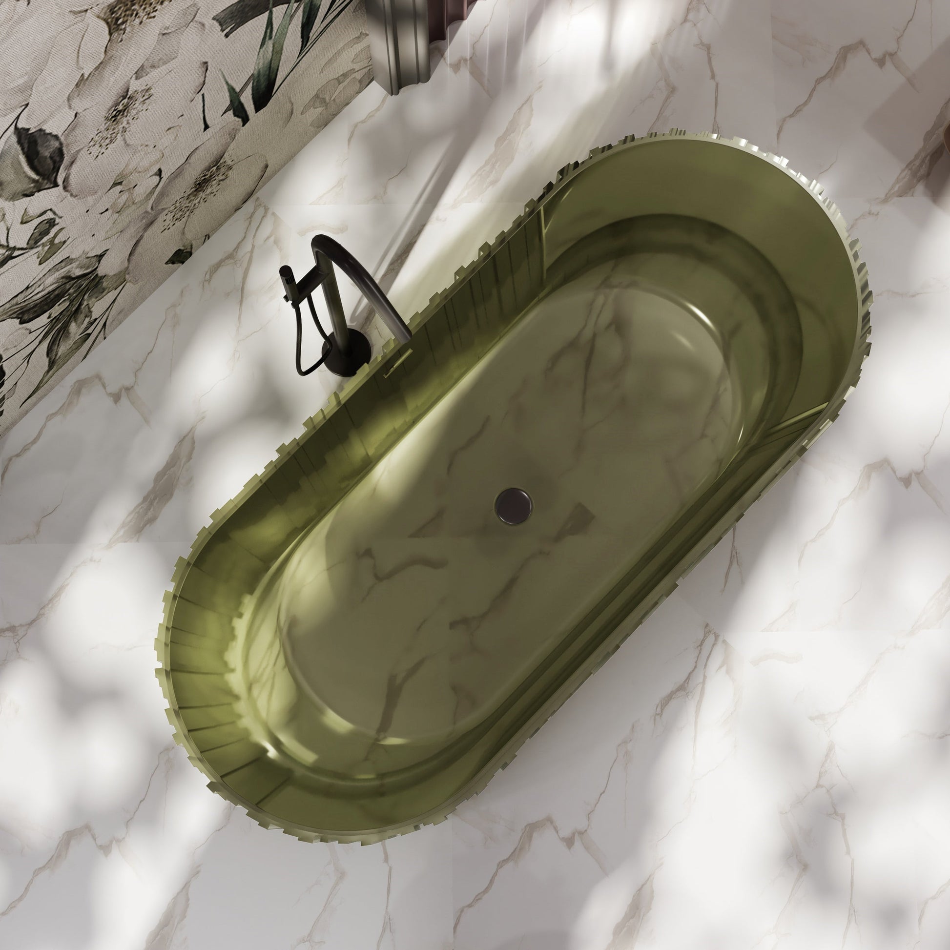 67 Inch MonBlari Resin Freestanding Bathtub MR-T88851-GR-TopView