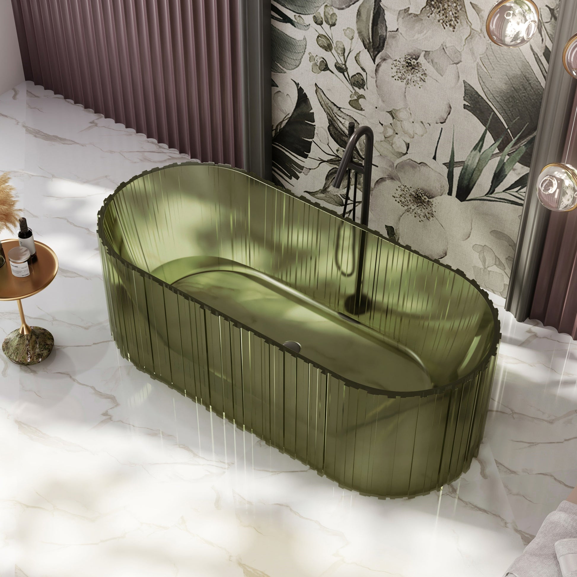 67 Inch MonBlari Resin Freestanding Bathtub MR-T88851-GR-RightSide