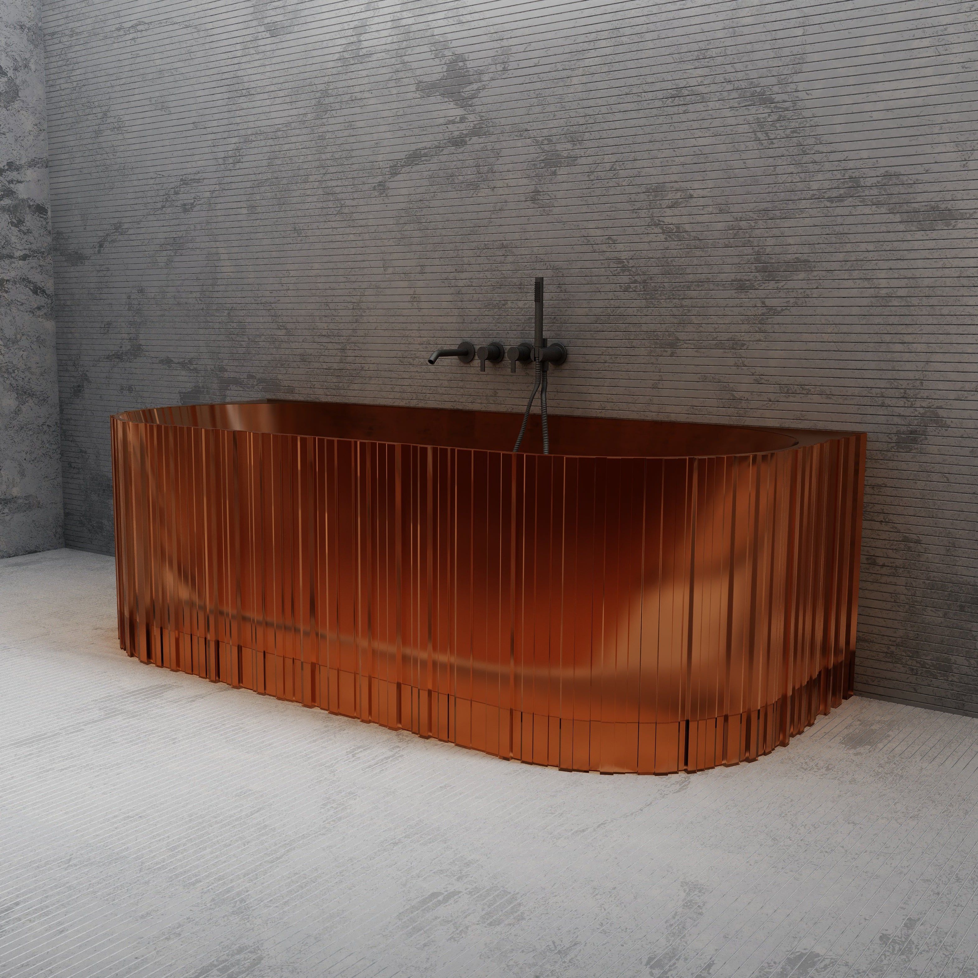 67 Inch MonBlari Resin Back to Wall Bathtub MR-T88856-RG-RightSide