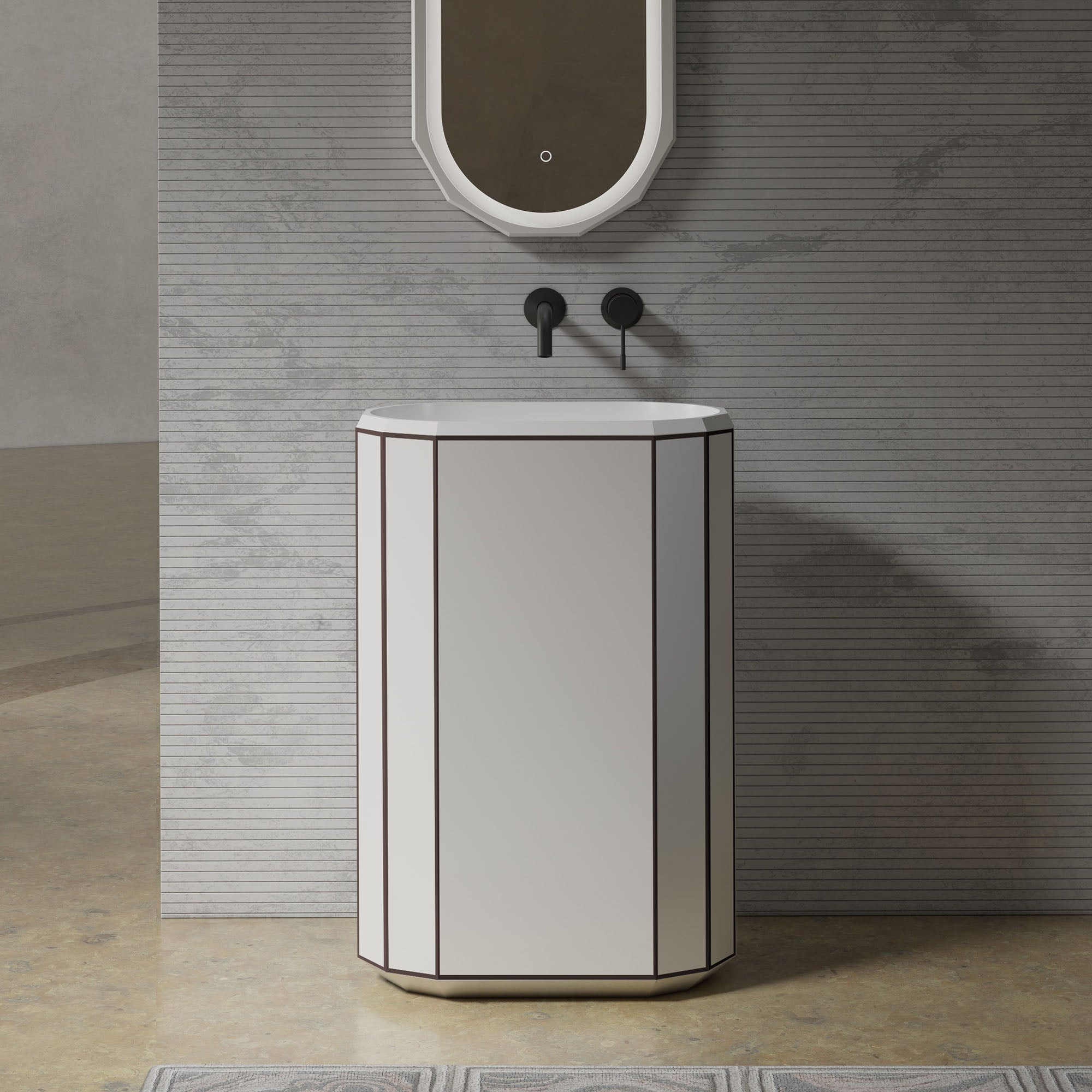 MonBlari BERYL Series Pedestal Sink With Black Rim