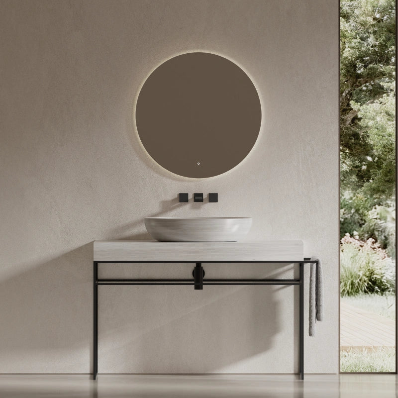 24" MonBlari Refined Oval Natural Marble Vessel Sink