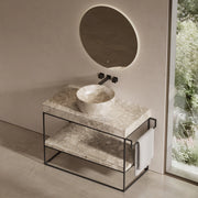 16" MonBlari Refined Round Natural Marble Bathroom Sink