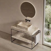 24" MonBlari Rectangular Natural Marble Countertop Vessel Sink