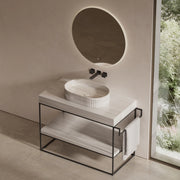 22“ MonBlari Oval Marble Fluted Countertop Bathroom Vessel Sink