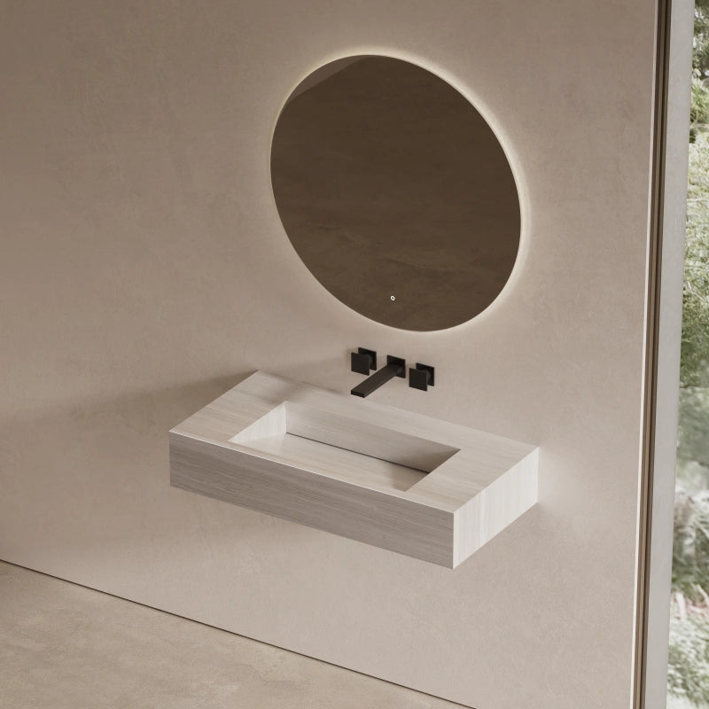 32" MonBlari Rectangular Marble Wall-Mounted Bathroom Sink