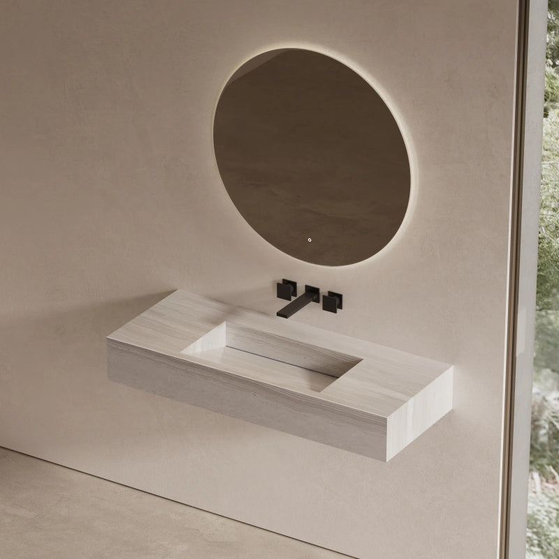 39" MonBlari Spacious Marble Wall-Mounted Bathroom Basin