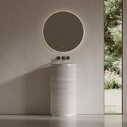 18" MonBlari Contemporary Marble Bathroom Pedestal Sink Fluted
