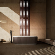 67 Inch MonBlari FOREST Series Solid Surface Freestanding Bathtub Fluted