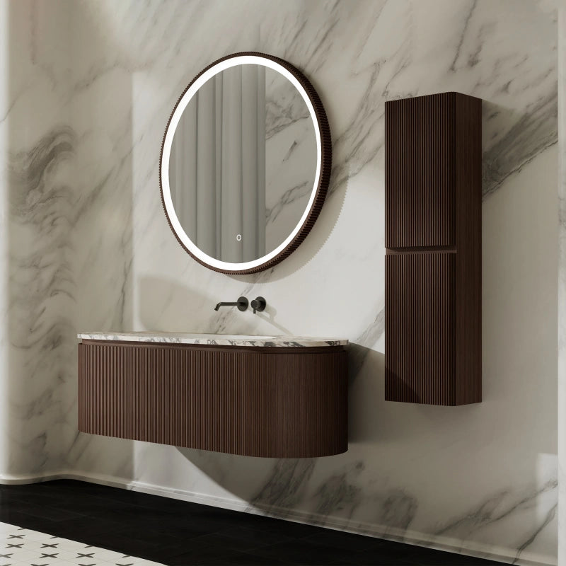 MonBlari Bvlgari Marble Bathroom Vanity with North American Black Walnut Cabinet