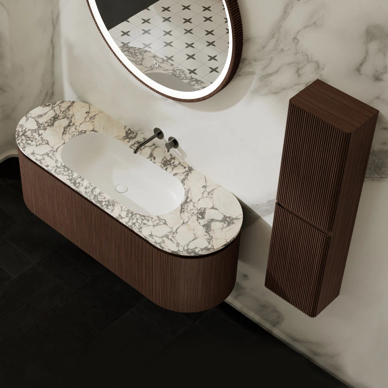 MonBlari Bvlgari Marble Bathroom Vanity with North American Black Walnut Cabinet