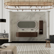 MonBlari Luxury Bvlgari Marble Double Bathroom Vanity with Black Walnut Cabinet