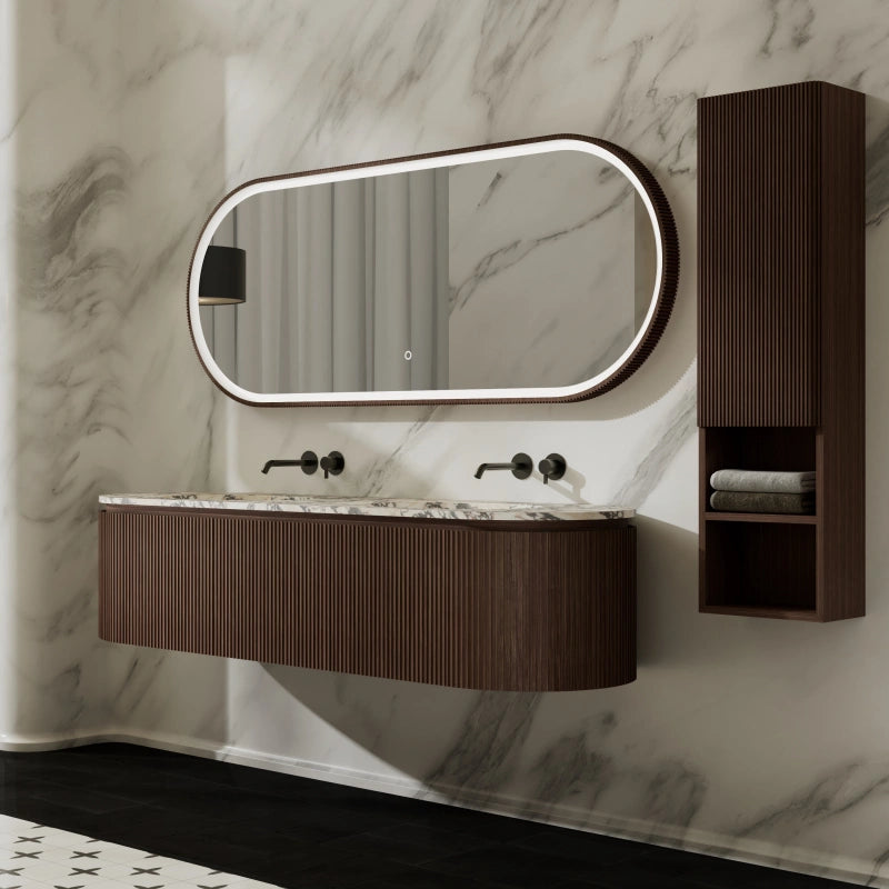 MonBlari Luxury Bvlgari Marble Double Bathroom Vanity with Black Walnut Cabinet