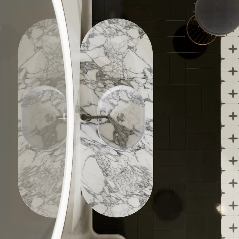 MonBlari Marble Countertop Basin Vanity with Single Storage Drawer