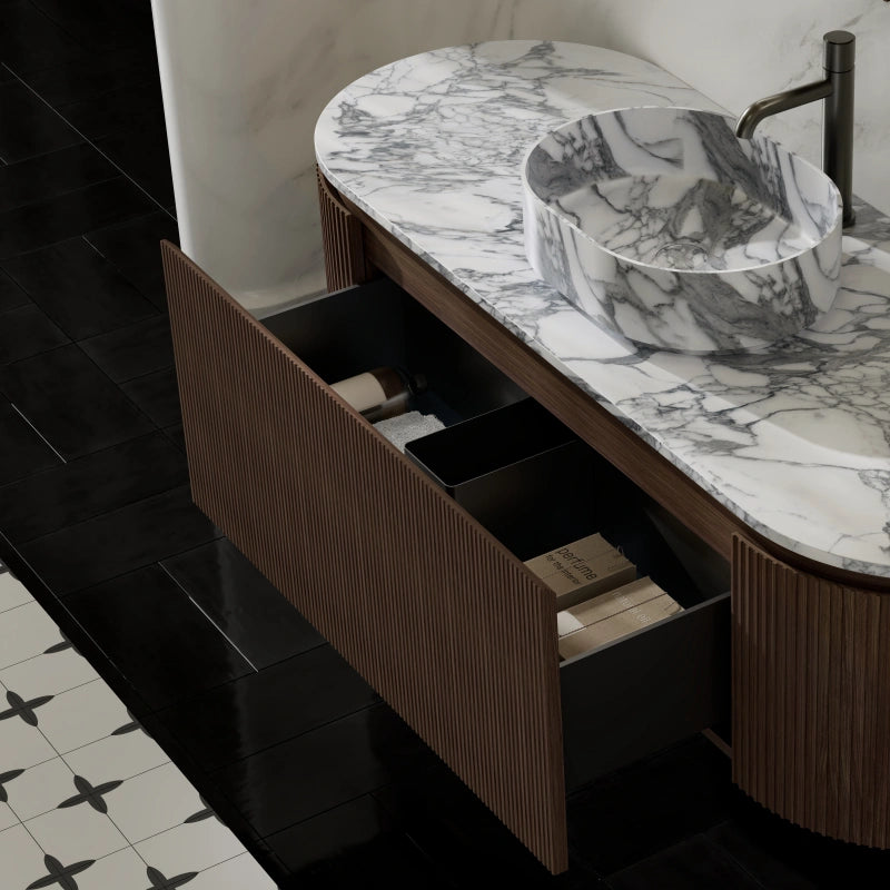 MonBlari Marble Countertop Basin Vanity with Single Storage Drawer