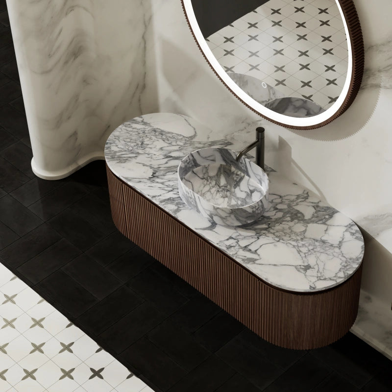 MonBlari Marble Countertop Basin Vanity with Single Storage Drawer