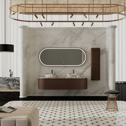 MonBlari Double Marble Basin Bathroom Vanity with Three Drawers and Eco-Friendly Mirror