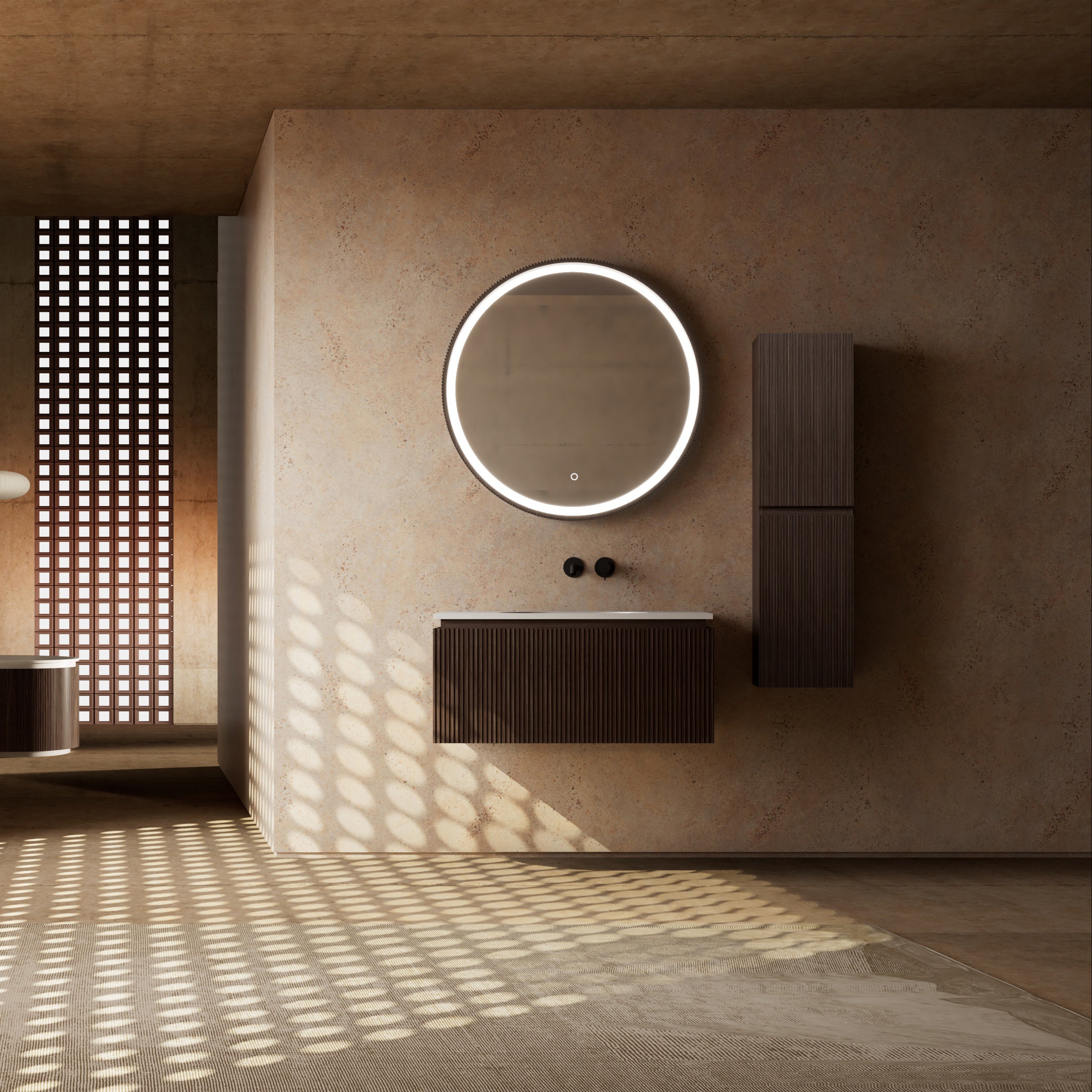 MonBlari Marble Bathroom Vanity With Mirror MW-V0621-FrontView