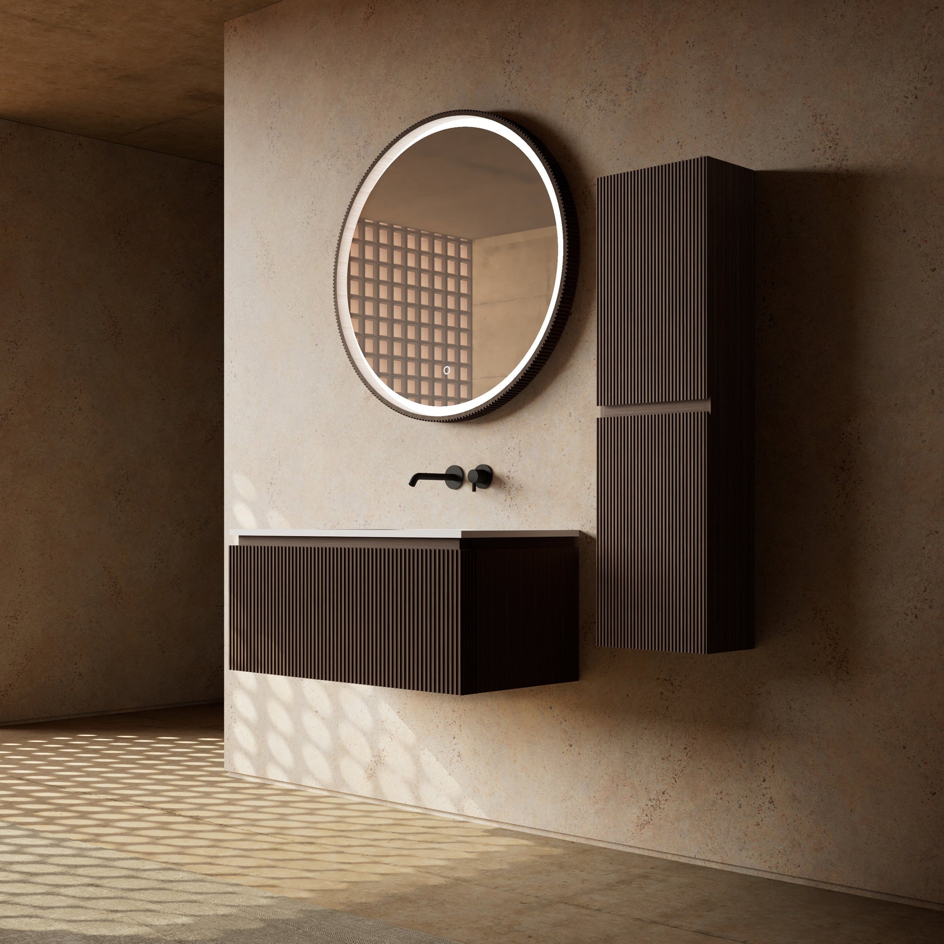 MonBlari Marble Bathroom Vanity With Mirror MW-V0621-SideView