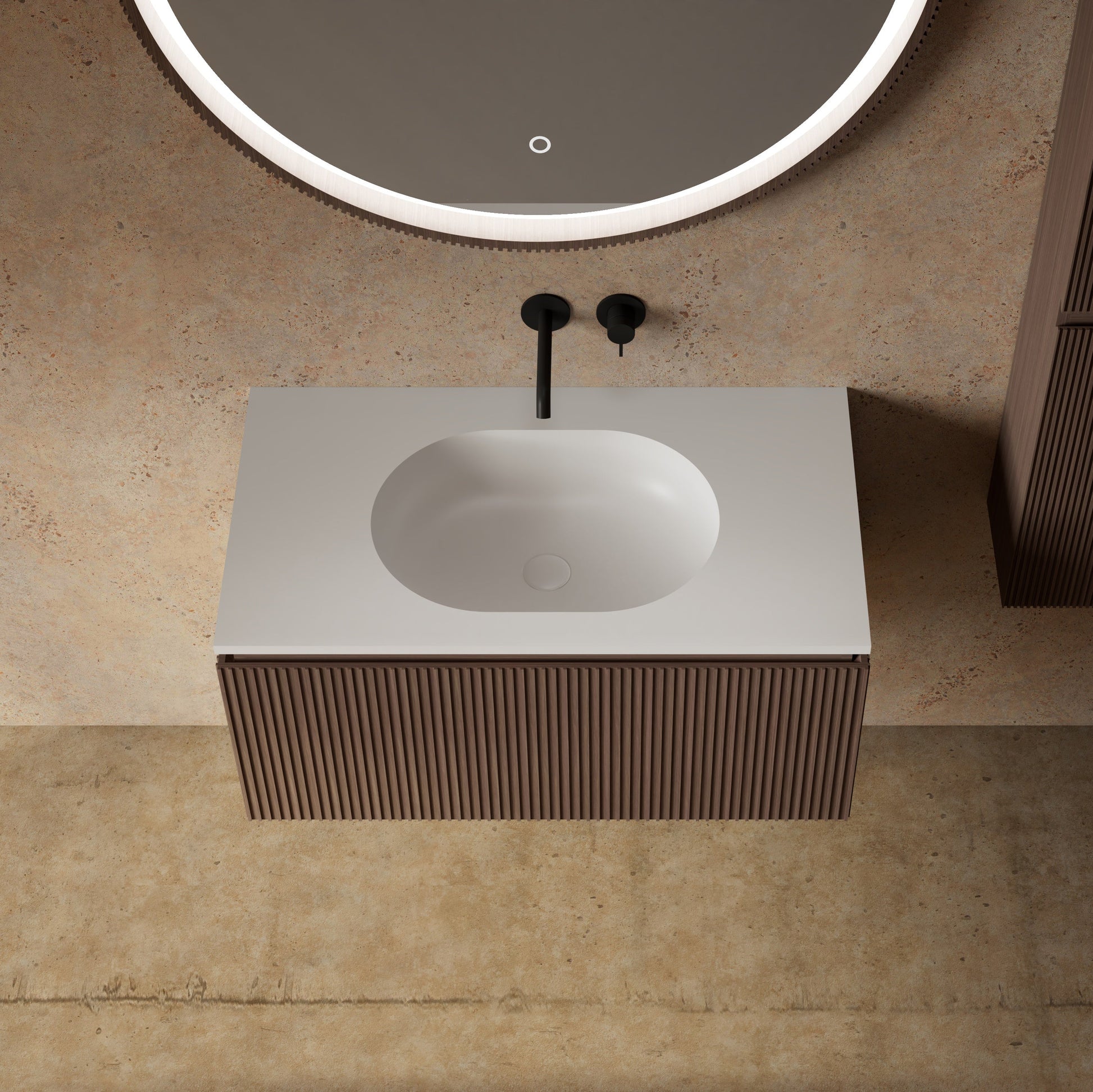 MonBlari Marble Bathroom Vanity With Mirror MW-V0621-TopVew