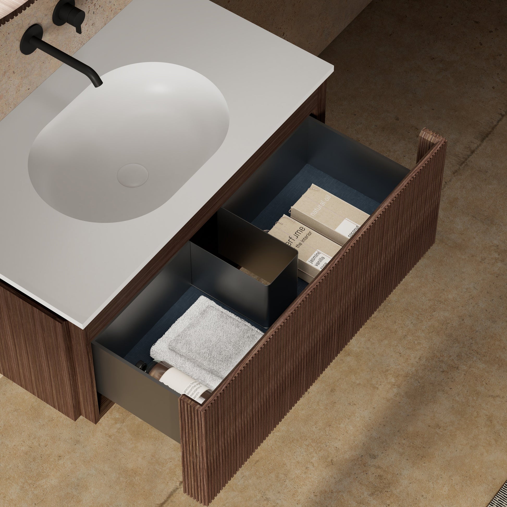 MonBlari Marble Bathroom Vanity With Mirror MW-V0621-CloseUp