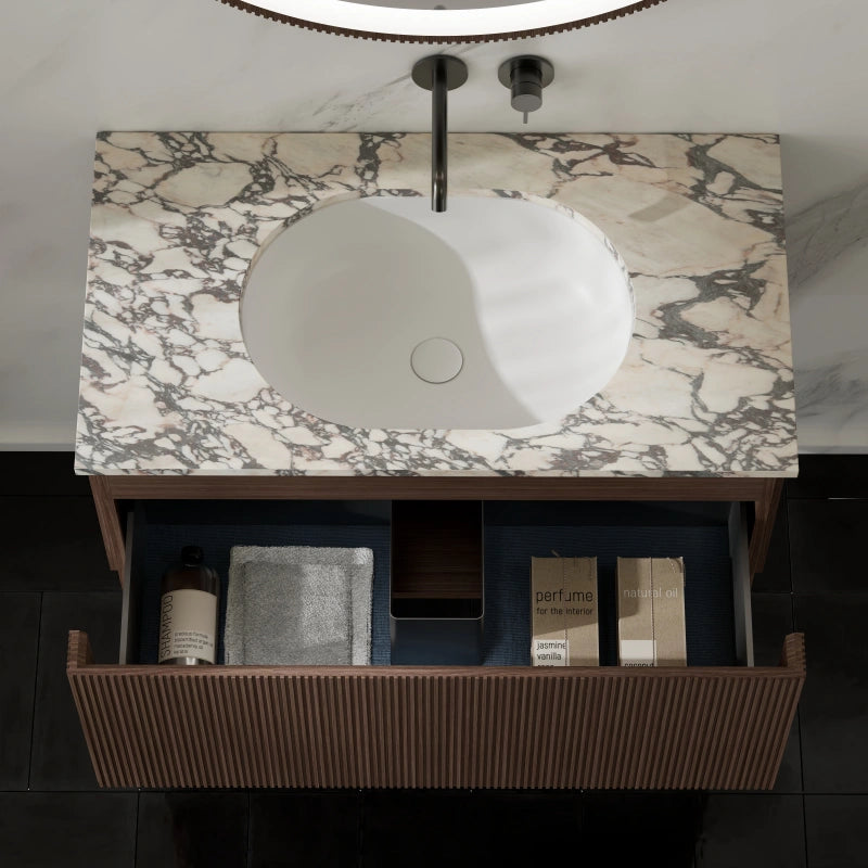 MonBlari Single Sink Bathroom Vanity with Black Walnut Cabinet