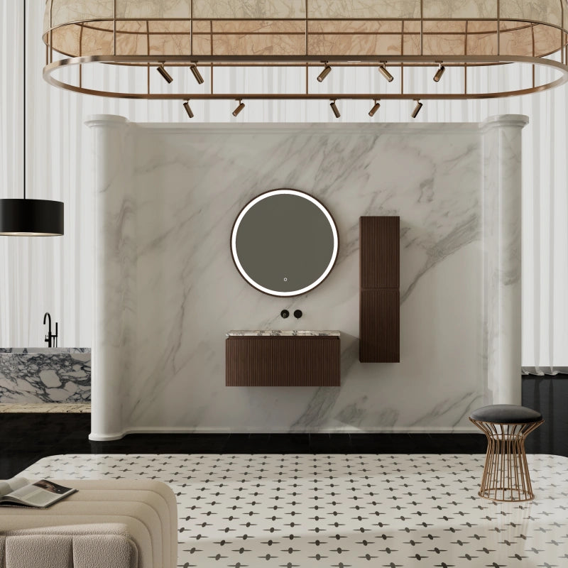 MonBlari Single Sink Bathroom Vanity with Black Walnut Cabinet
