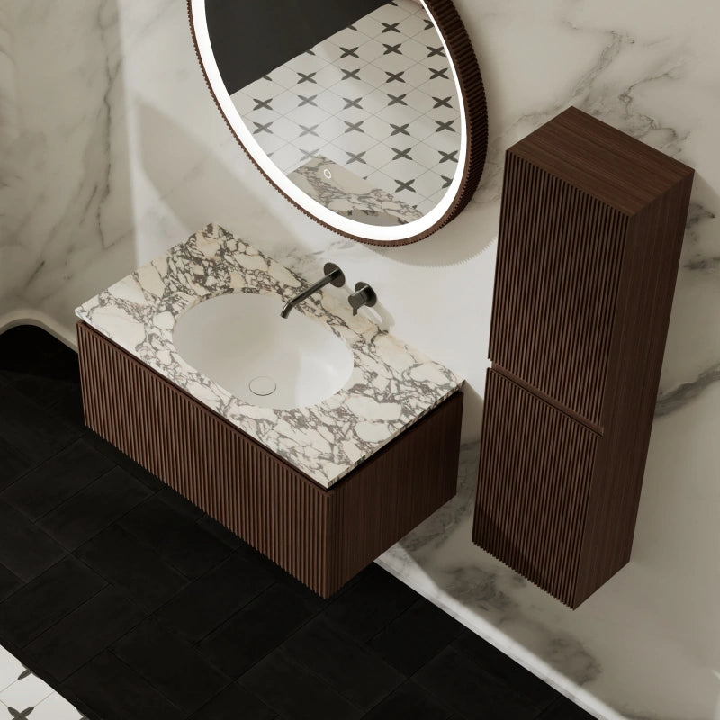 MonBlari Single Sink Bathroom Vanity with Black Walnut Cabinet
