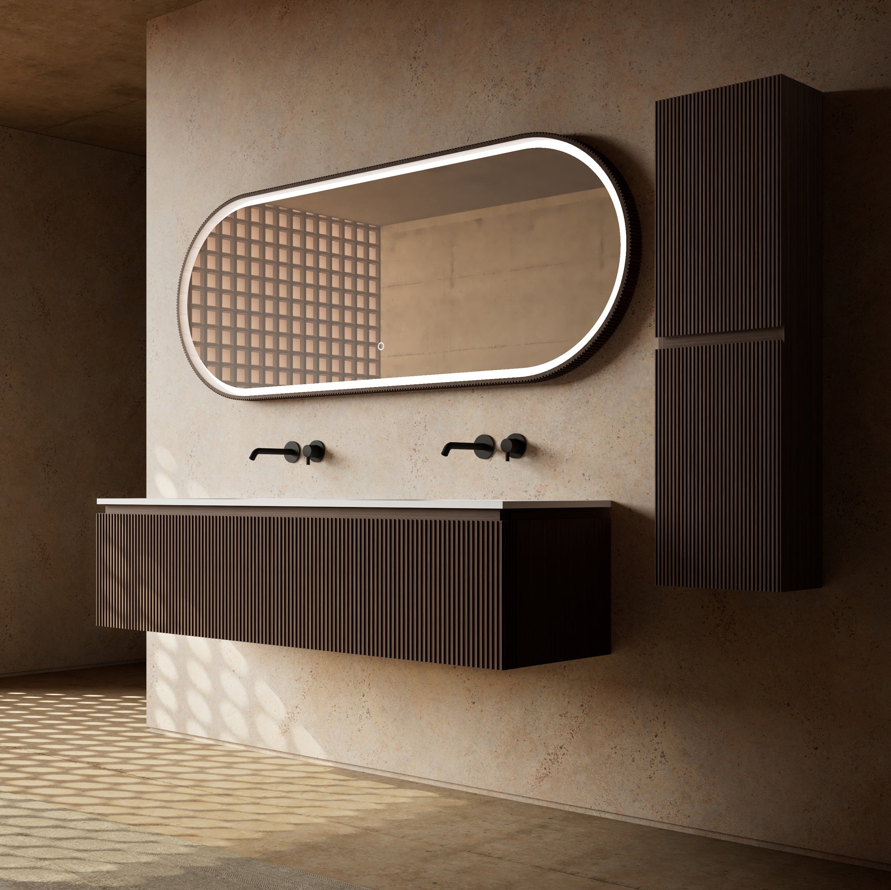 MonBlari Marble Bathroom Vanity With Mirror MW-V0622-SideView