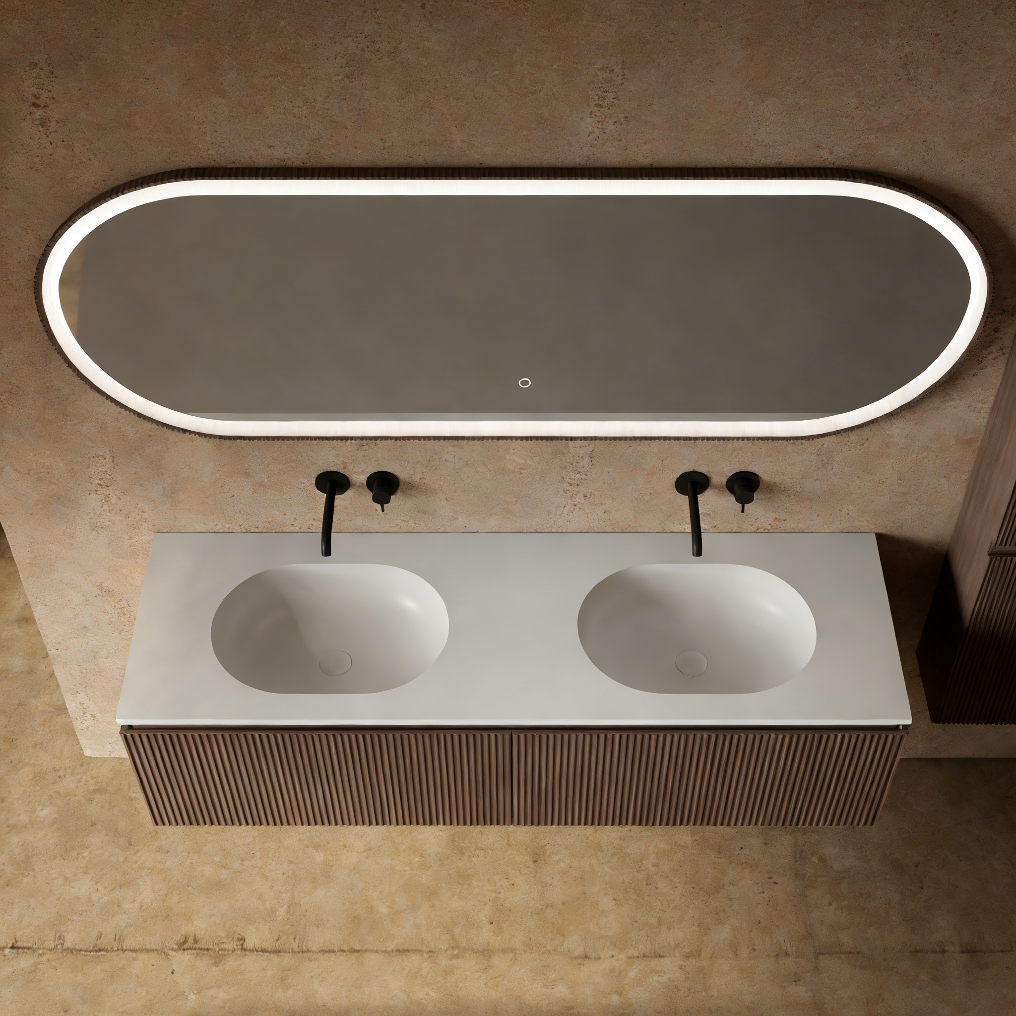 MonBlari Marble Bathroom Vanity With Mirror MW-V0622-TopView