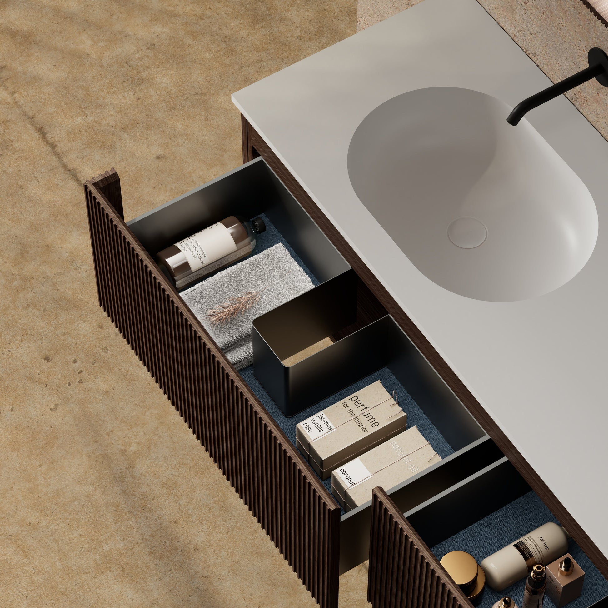 MonBlari Marble Bathroom Vanity With Mirror MW-V0622-CloseUp