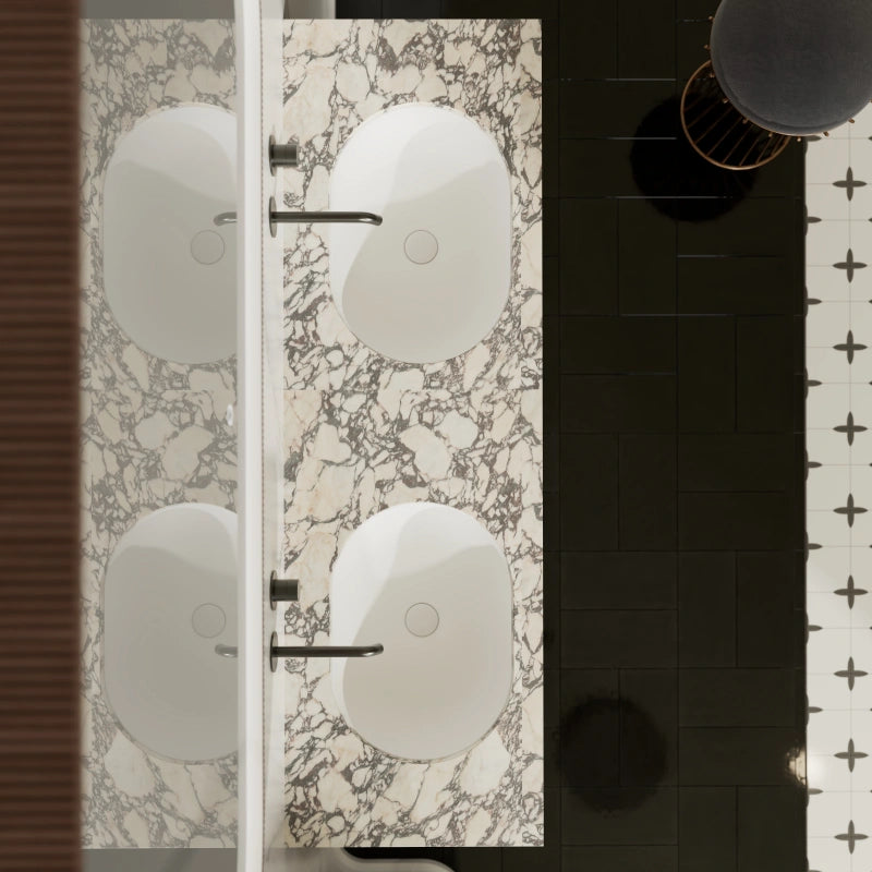 MonBlari Double Sink Bathroom Vanity with Black Walnut Cabinet