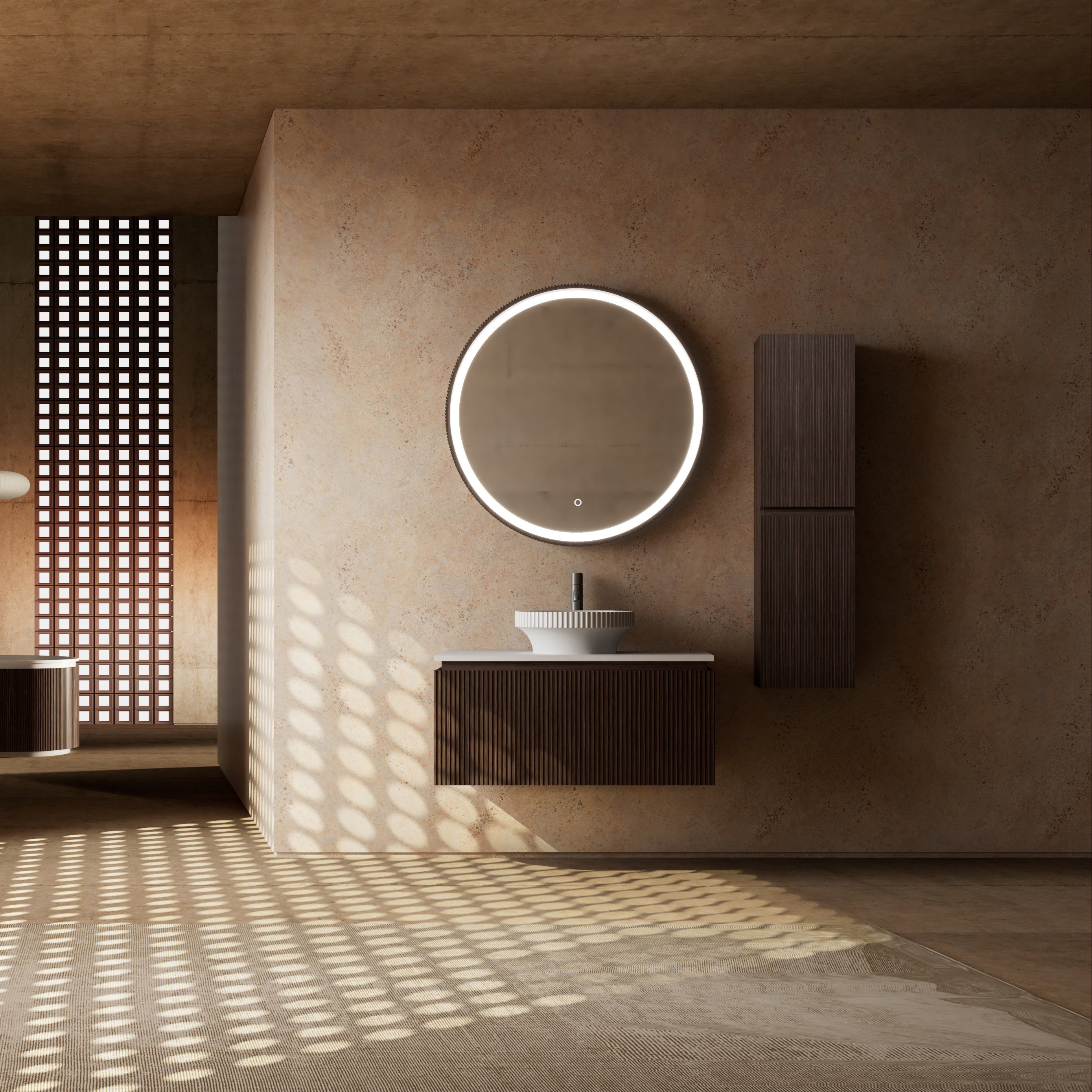 MonBlari Marble Bathroom Vanity With Mirror MW-V0631-FrontView