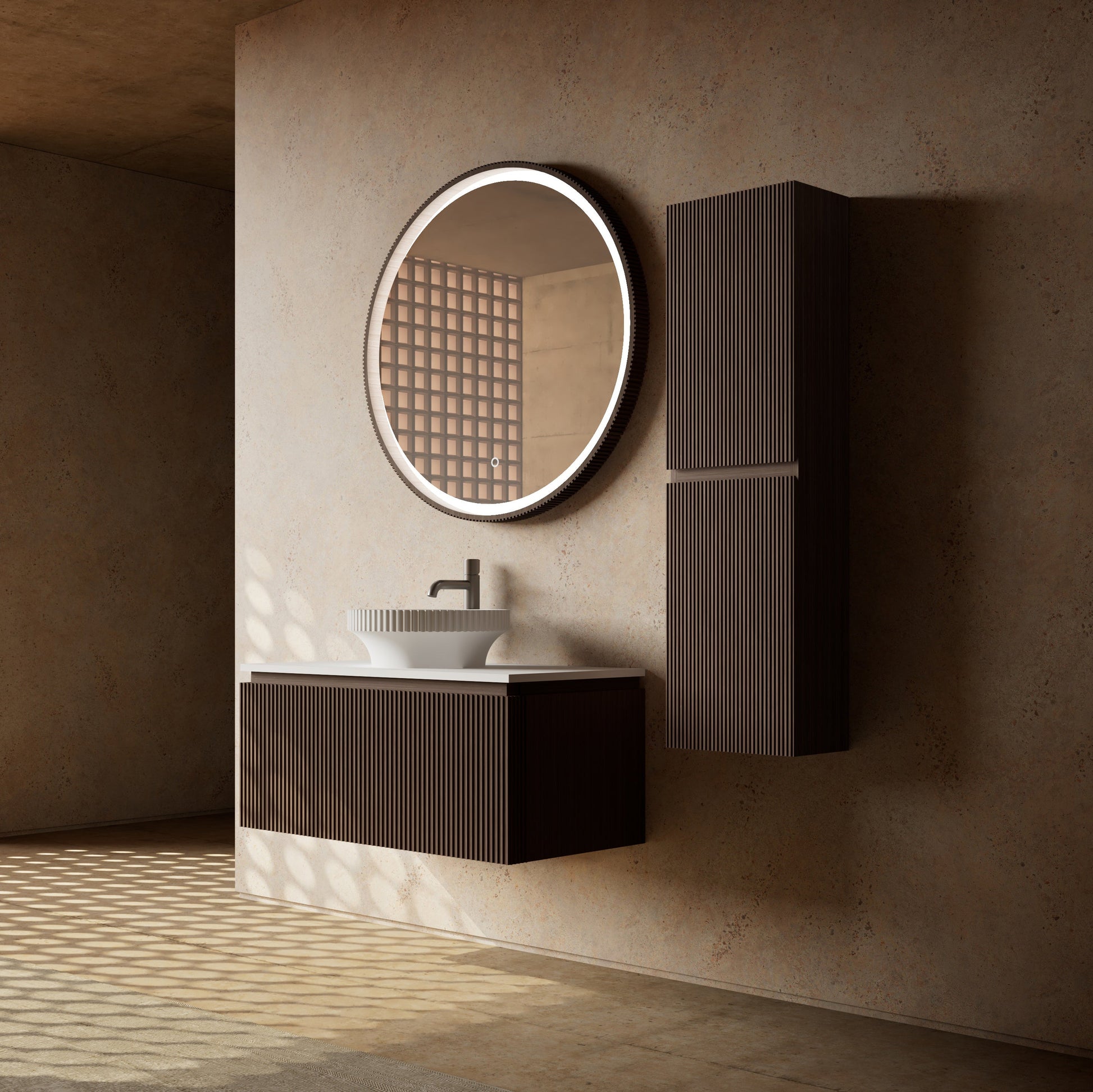 MonBlari Marble Bathroom Vanity With Mirror MW-V0631-SideView