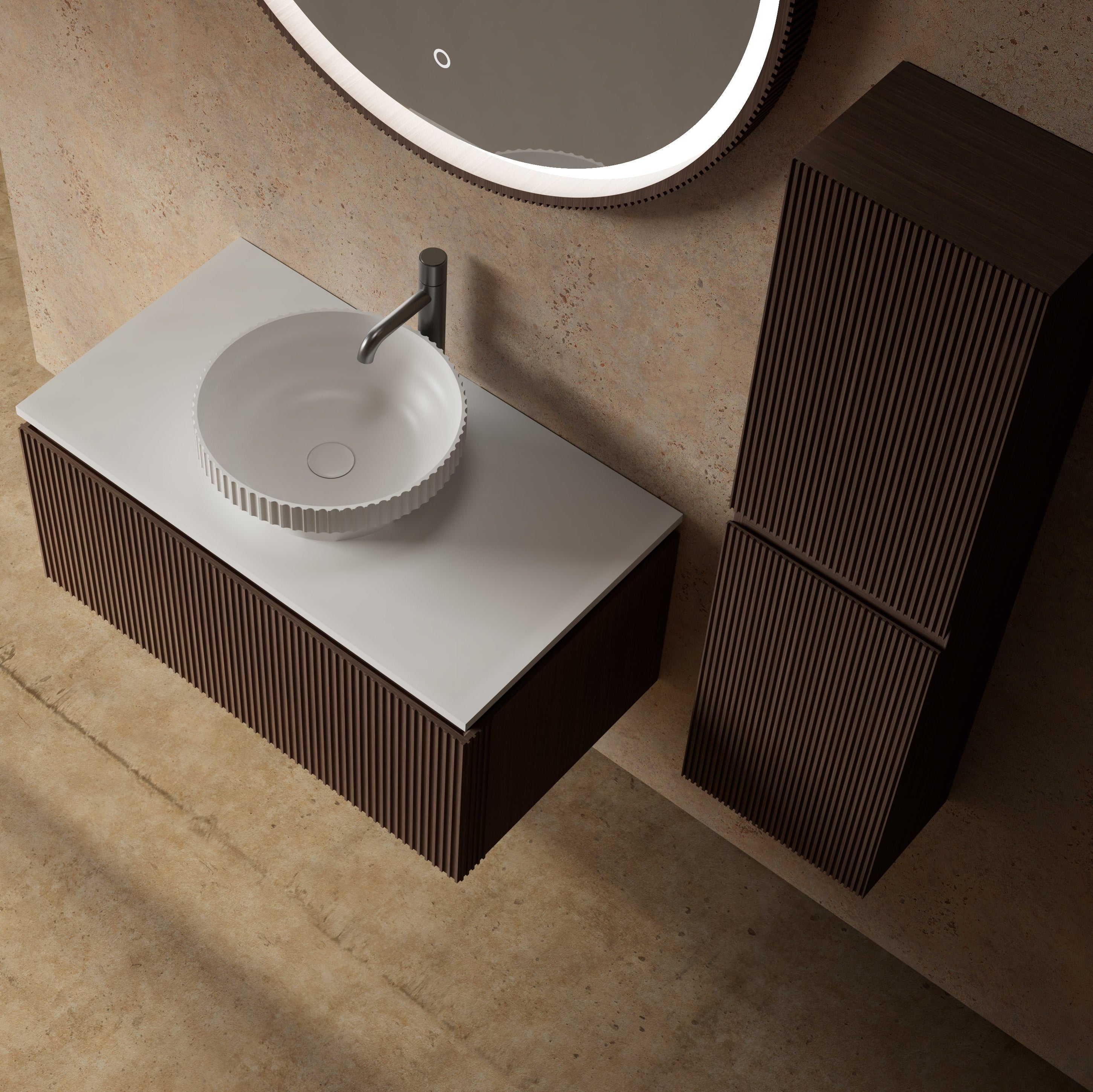 MonBlari Marble Bathroom Vanity With Mirror MW-V0631-TopView