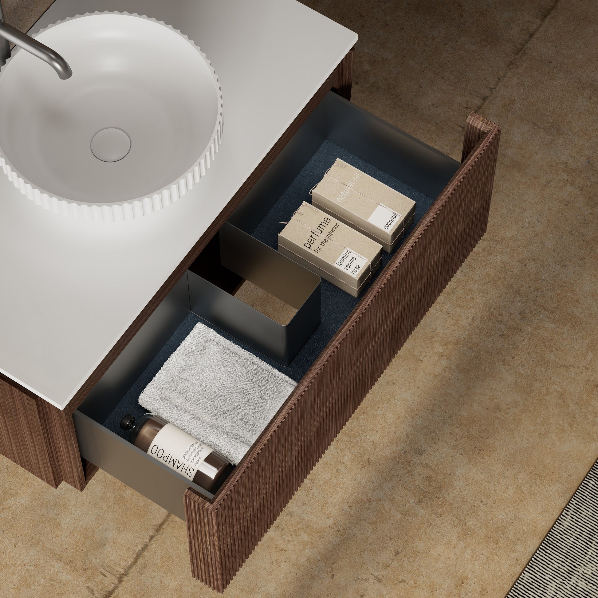 MonBlari Marble Bathroom Vanity With Mirror MW-V0631-Closeup