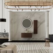 MonBlari Marble Basin Bathroom Vanity with Black Walnut Cabinet and Single Drawer