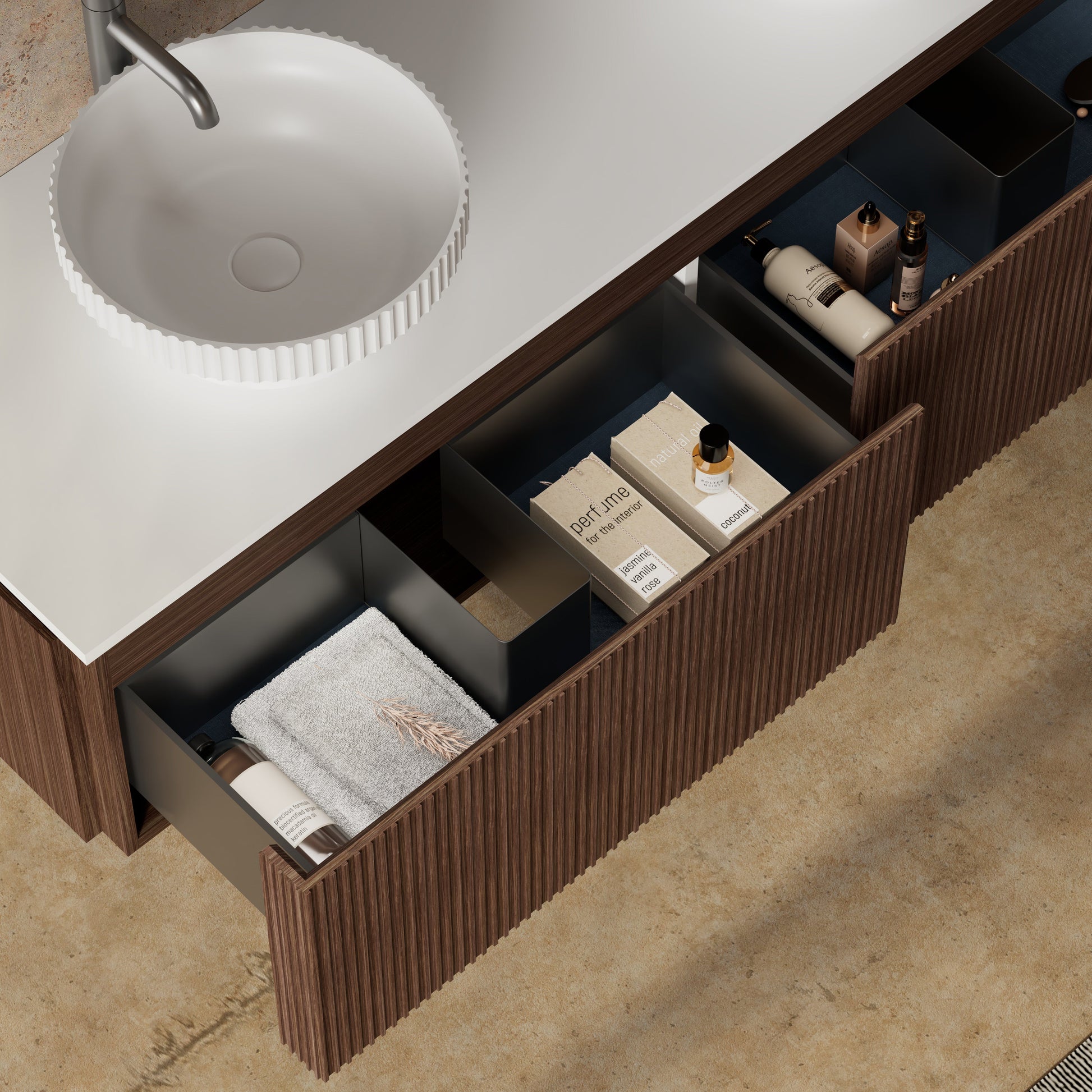 MonBlari Marble Bathroom Vanity With Mirror MW-V0632-CloseUp