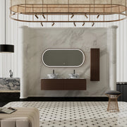 MonBlari Black Walnut Bathroom Vanity with Marble Basin and Two Storage Drawers