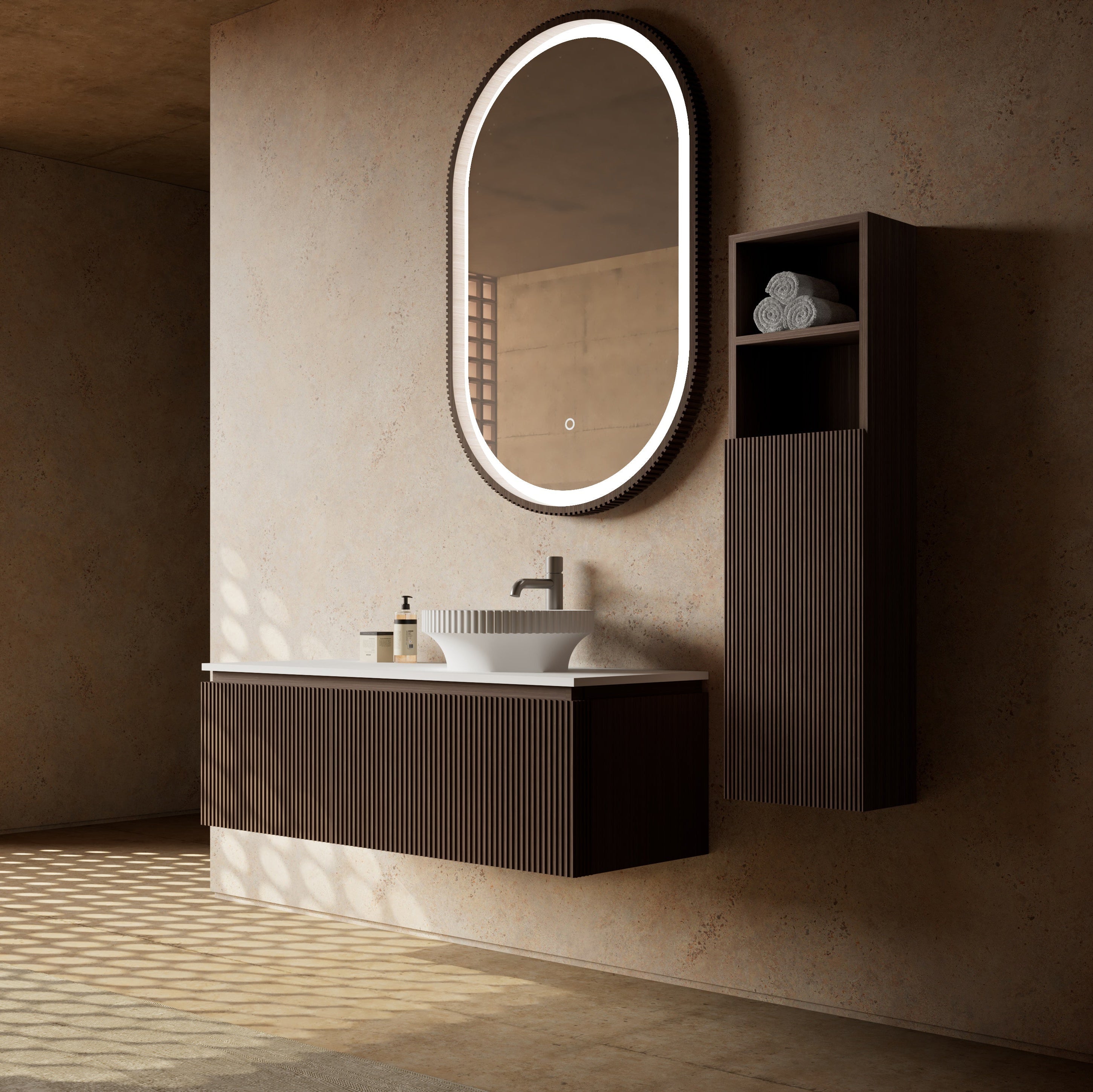 MonBlari Marble Bathroom Vanity With Mirror MW-V0633-SideView