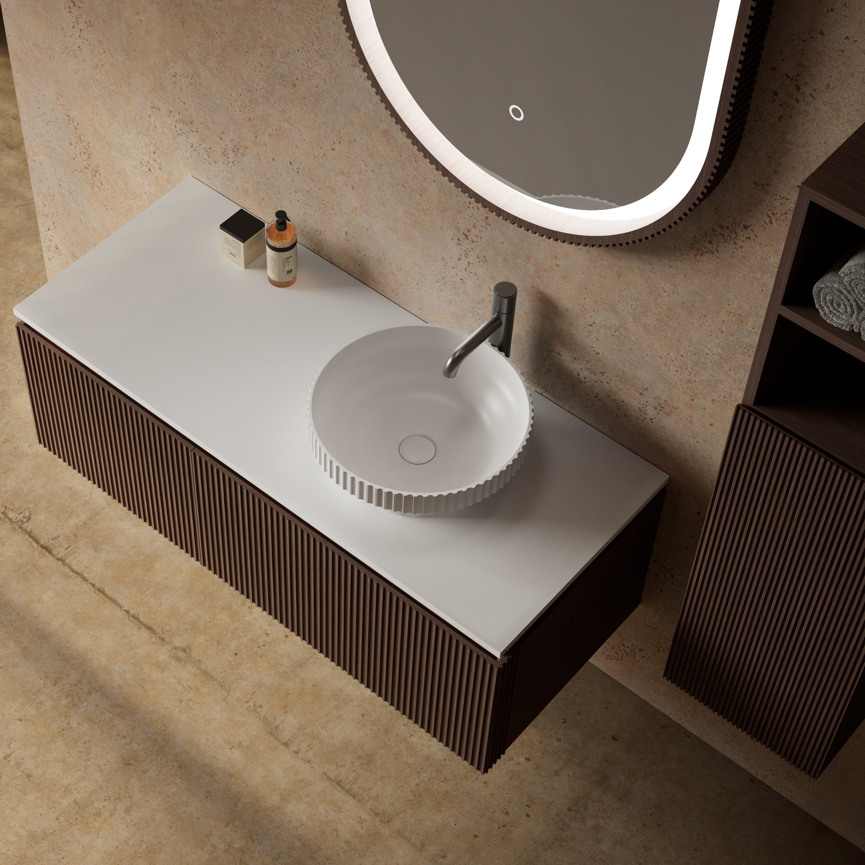 MonBlari Marble Bathroom Vanity With Mirror MW-V0633-TopView