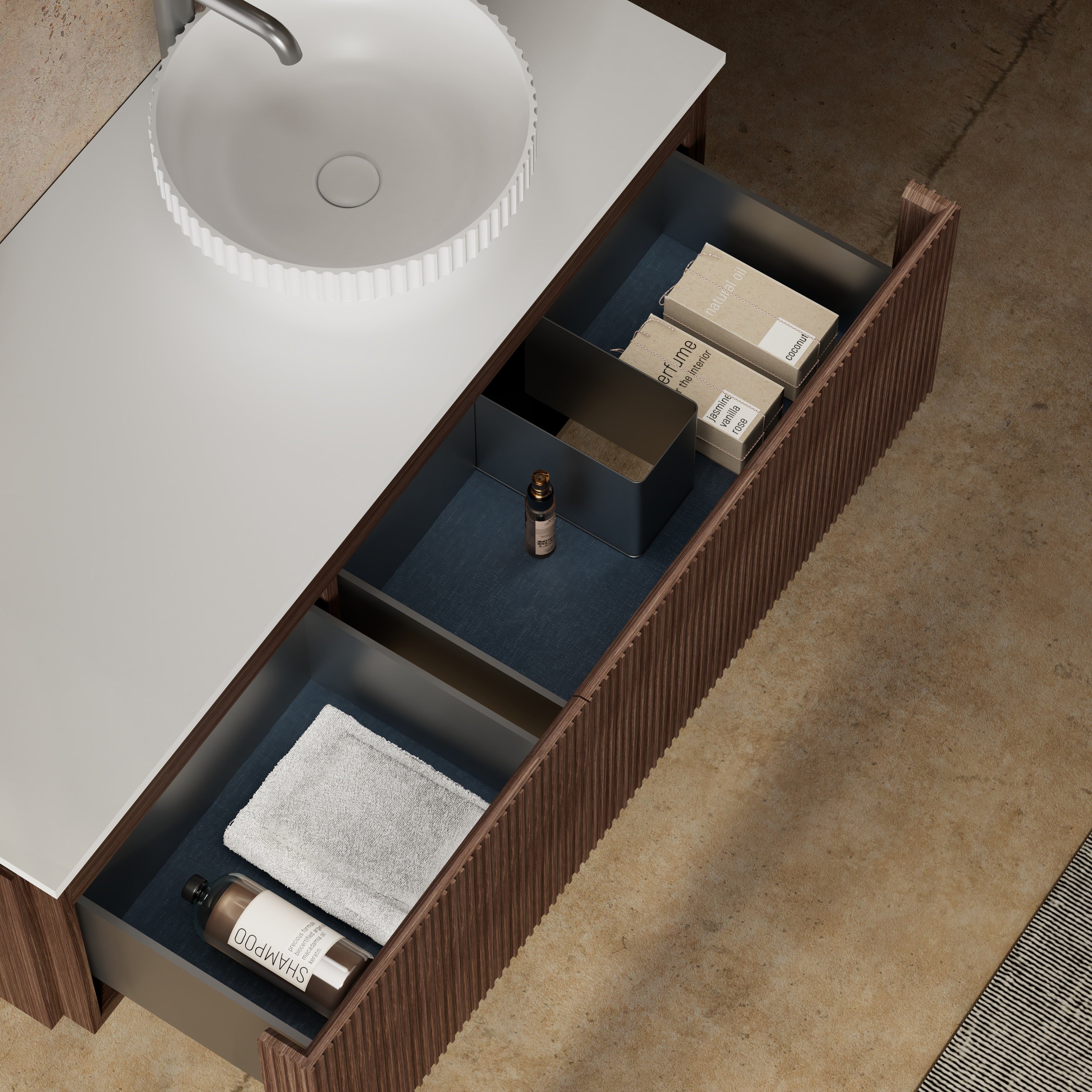 MonBlari Marble Bathroom Vanity With Mirror MW-V0633-CloseUp