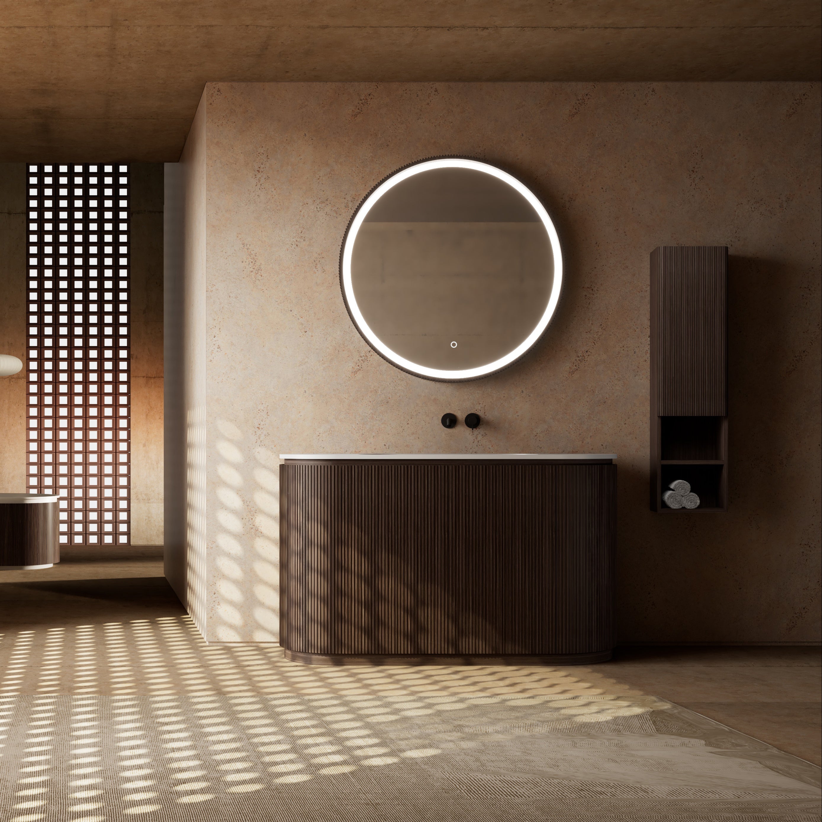 MonBlari Marble Bathroom Vanity With Mirror MW-V0691-FrontView