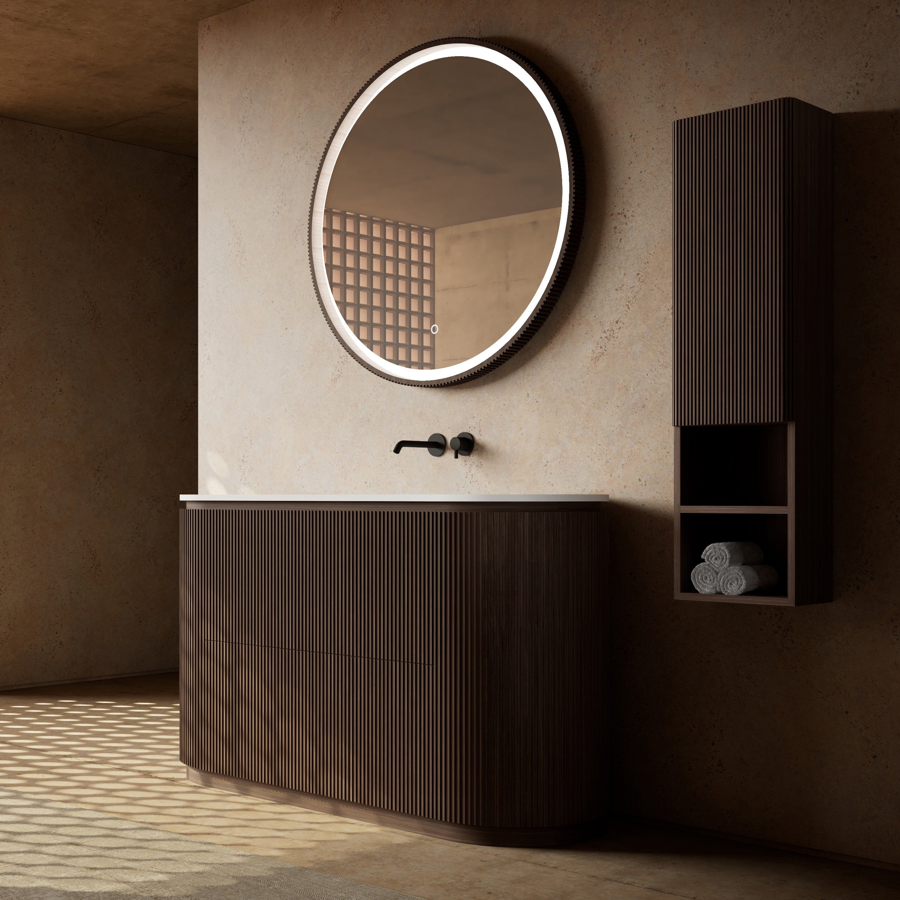 MonBlari Marble Bathroom Vanity With Mirror MW-V0691-SideView