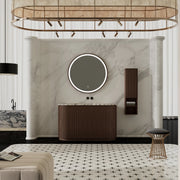 MonBlari Marble Single Sink Freestanding Bathroom Vanity with Black Walnut Cabinet