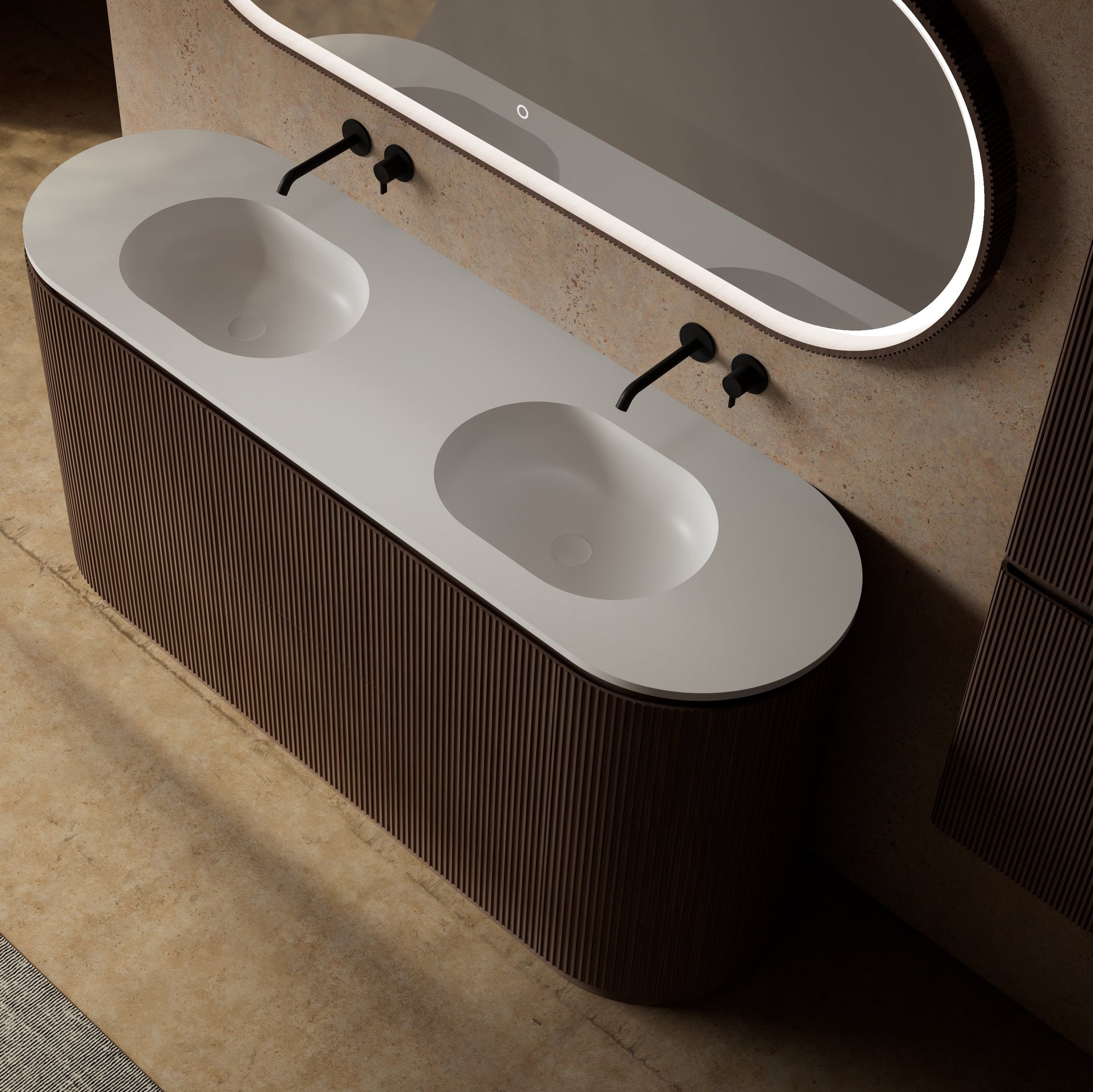 MonBlari Marble Bathroom Vanity With Mirror MW-V0692A-TopView