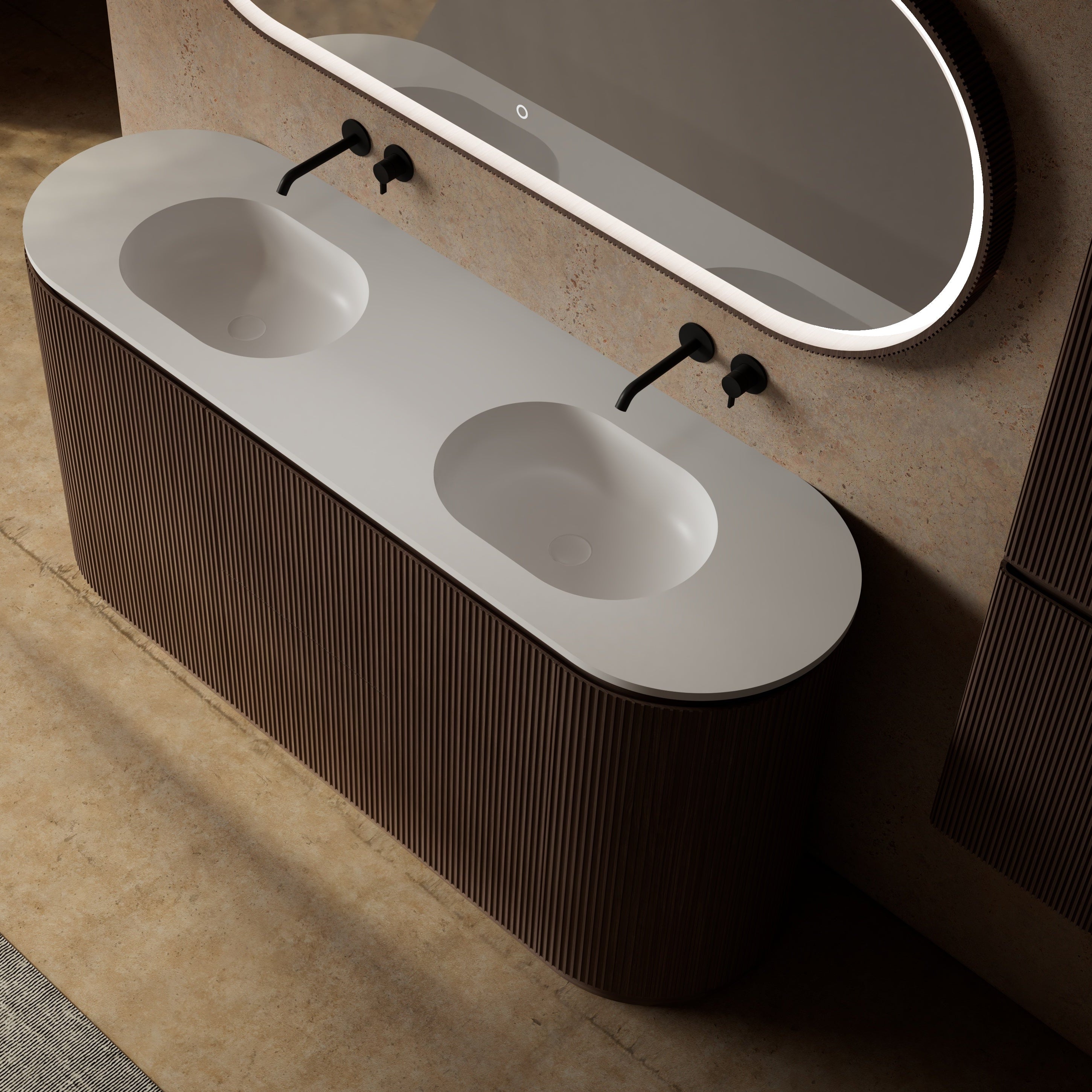 MonBlari Marble Bathroom Vanity With Mirror MW-V0692A-TopView